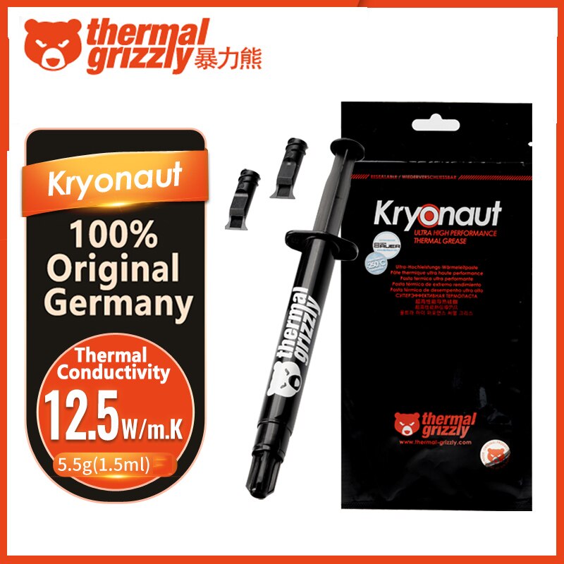 Thermische Grizzly Ke Koelpasta Grote Capaciteit Koelpasta Geleidbaarheid 14.2W/Mk Voor Computer Cpu Gpu Grafische Kaart cooling: Kryonaut 5.5g