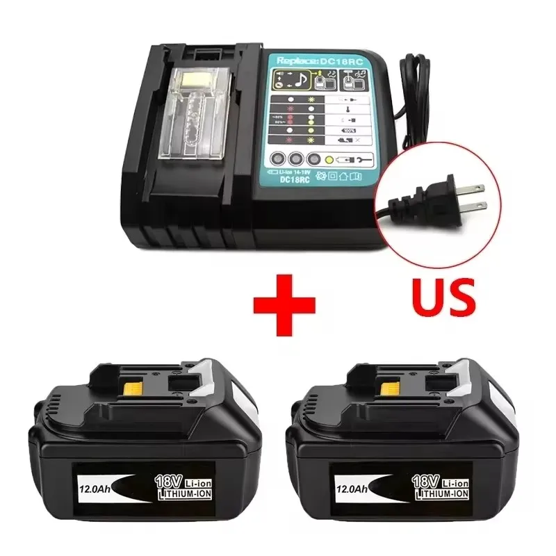 100% Original Makita 12AH for Makita 18V Battery BL1830B BL1850B BL1850 BL1840 BL1860 BL1815 Replacement Lithium Battery: Clear