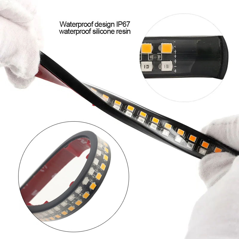 Motorrad LED Rücklicht Streifen 12V Gelb Fließende Drehen Einzel Anzeige Lichter verrotten Strobe Lampe Bremslichter Dekor Licht Band