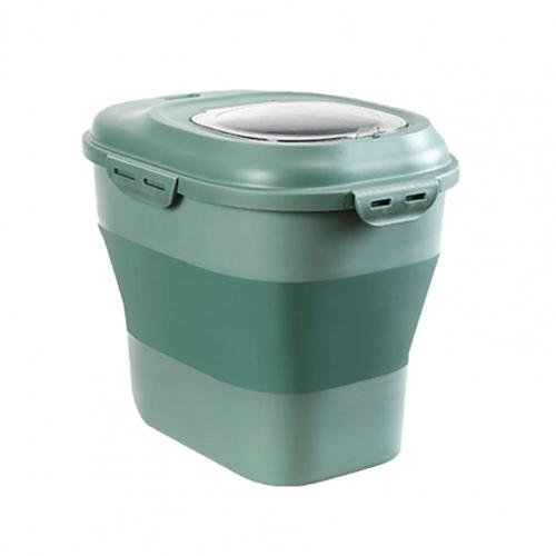 25Kg Flour Container Foldable Double Insect-proof and moisture-proof Sealing Ring PP Household Storage bins for Kitchen: Green