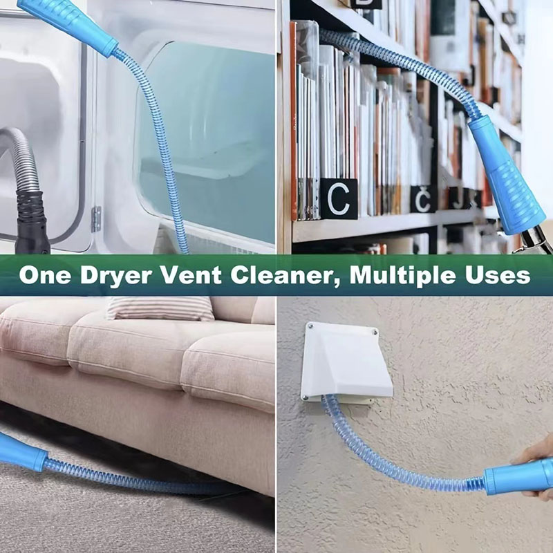 Kit de limpiador de ventilación para secadora, accesorio de vacío, eliminador de pelusas de secadora flexible con cable guía, manguera de limpieza de pantalla de pelusa