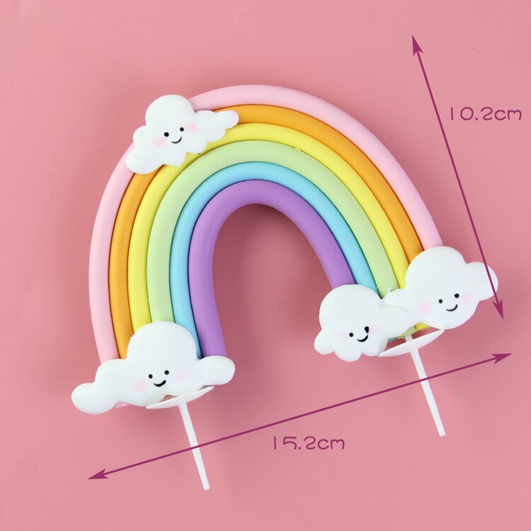 Rainbow Birthday Cake Topper Party Supplies with Rainbow Clouds Balloons Happy Birthday Cake Decorations for Rainbow Theme Party: 1