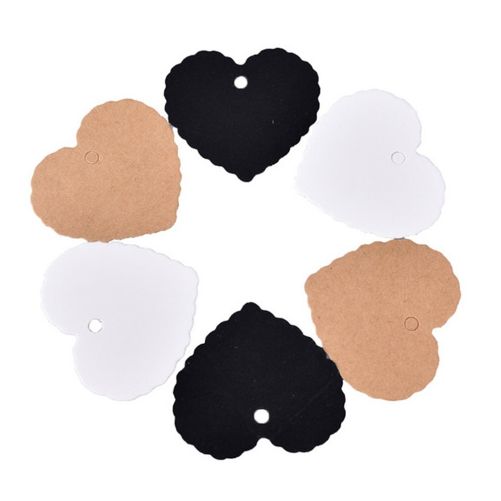 50pcs Kraft Paper Heart-shaped Small Label Diy Jewelry