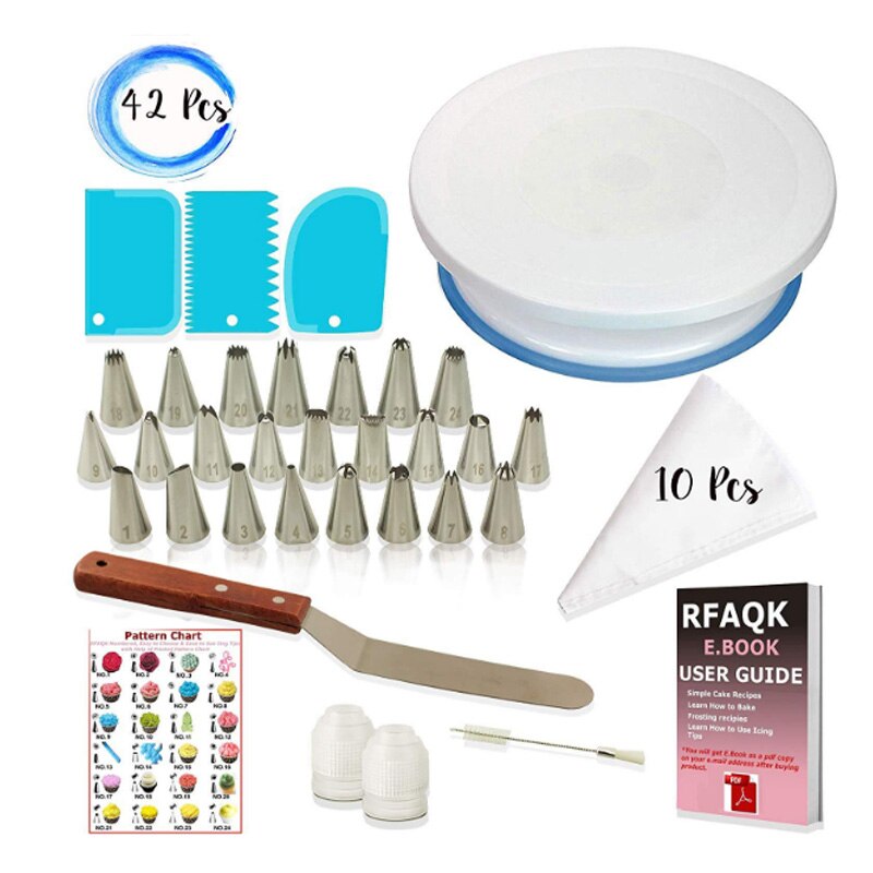 Juego de 73 juegos de tortas para decorar la boca de la flor montada herramienta para hornear de torneado de azúcar: 42 pcs