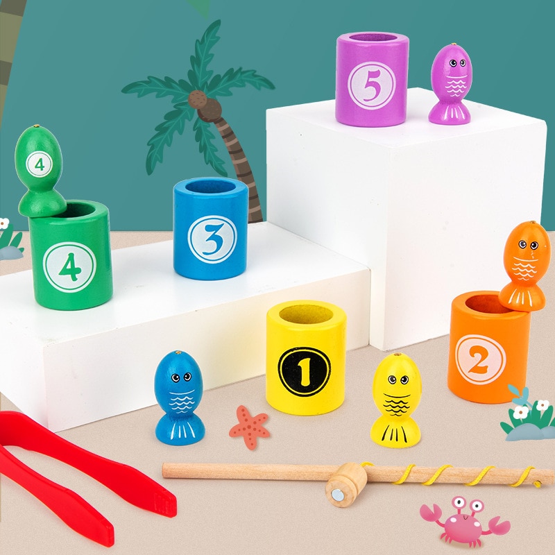 Kinderen Jongen Meisje Vissen Speelgoed Set Pak Baby Speelgoed Digitale Magnetische Houten Educatief Speelgoed Kids Christmas Begeleidende Speelgoed