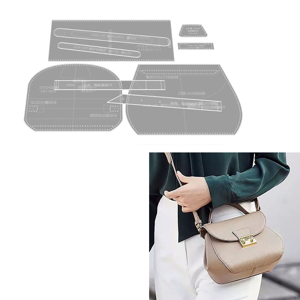 Lychee Life Single-Shoulder Bag Sewing Pattern Acrylic Leather Template DIY Handmade Leathercrafts Supplies