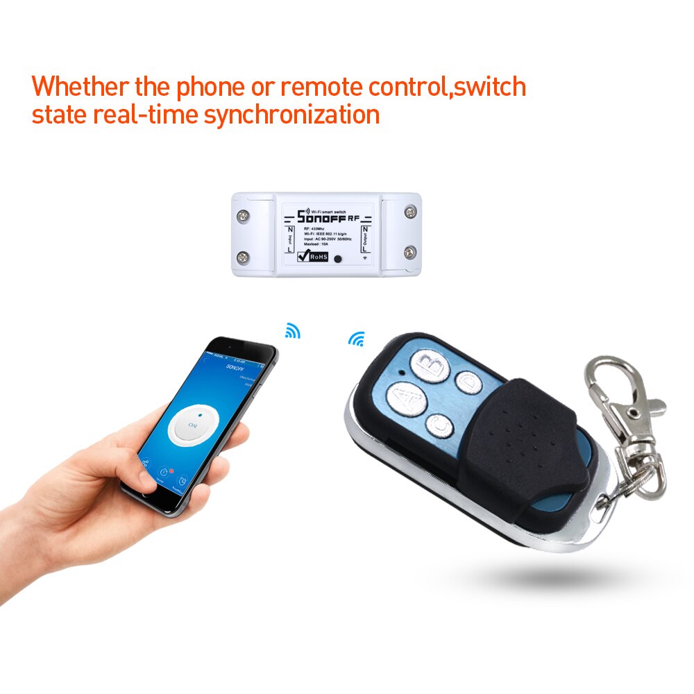SONOFF 433mhz 4 Buttons Channel RF Wifi Wireless Remote Key Learning Copy 4CH Key Fob Control For Google Smart Home Controller