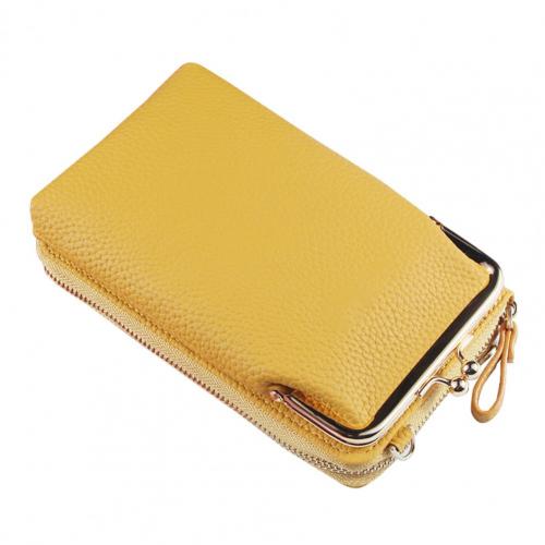 Verkoop! Aankomst Vrouwen Mode Faux Lederen Portemonnee Lange Diagonale Schoudertas Telefoon Rits Clutch: YELLOW