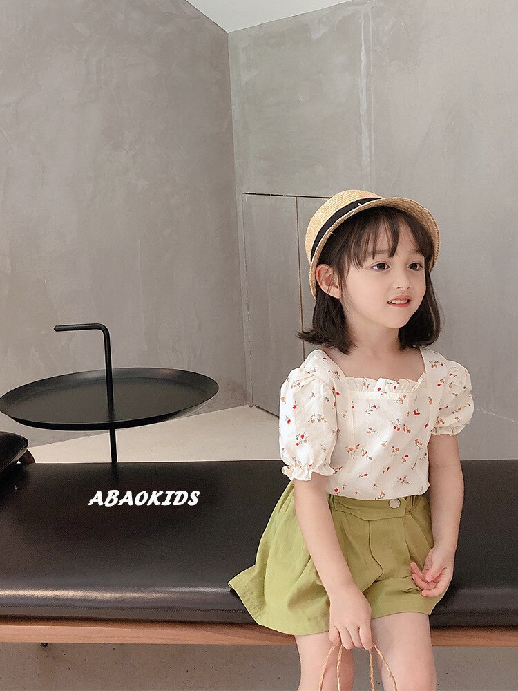 Nueva camisa Floral para niñas, camiseta roja de manga corta para bebé, Camisa de algodón de verano a la para niños