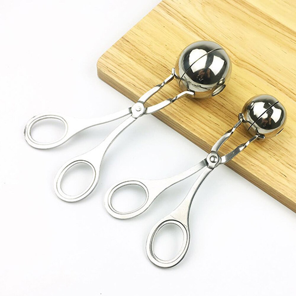 2 stks/set Rvs Gehaktbal Maker Vlees Baller Tang Vis Vlees Bal Maker Cake Pop Ijs Tang Cookie Deeg Scoop voor Keuken
