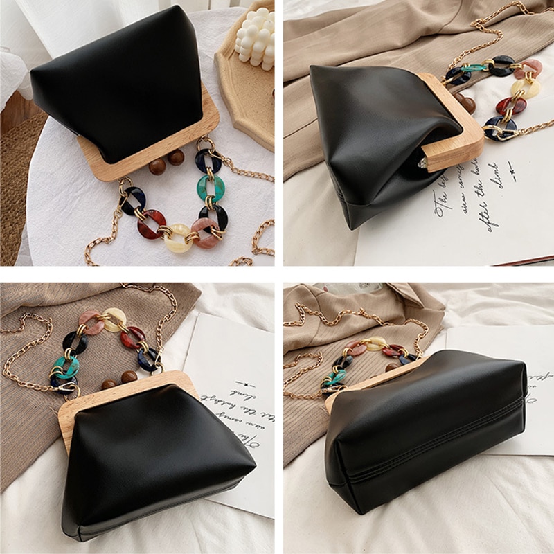 Ladies Hand Bag Clutch Purse Wedding Party Bag with Acrylic Handle Luxury PU Leather Women Shoulder Bags ZD1478