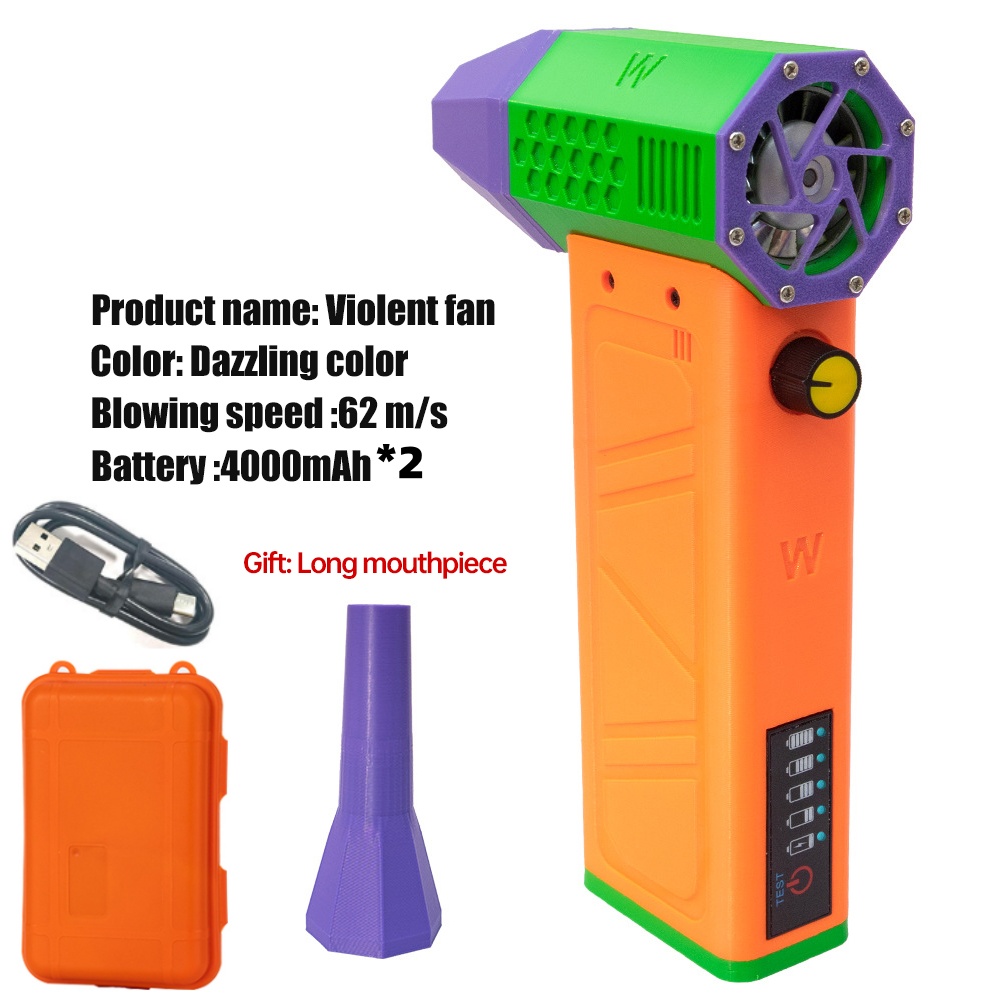 Potente ventilador de aire, ventilador de conducto de alta velocidad, mini ventilador Turbo Jet 140000 RPM Velocidad del viento 62 m/s Turbo Ventilador Motor sin escobillas Ventilador violento: Naranja