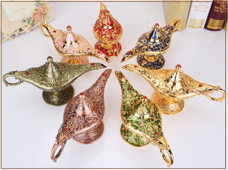 [hht] 10 kleuren aladdin magische lamp retro huisdecoratie traditionele uitgeholde sprookjesachtige wensgeest lamp theepot knutseldecoratie