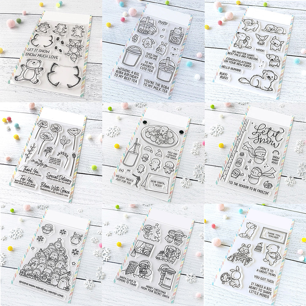 Troqueles y sellos de corte de feliz cumpleaños/nieve mucho amor, troquel de palabras de sentimientos navideños grandes para manualidades de tarjetas de álbum de recortes DIY