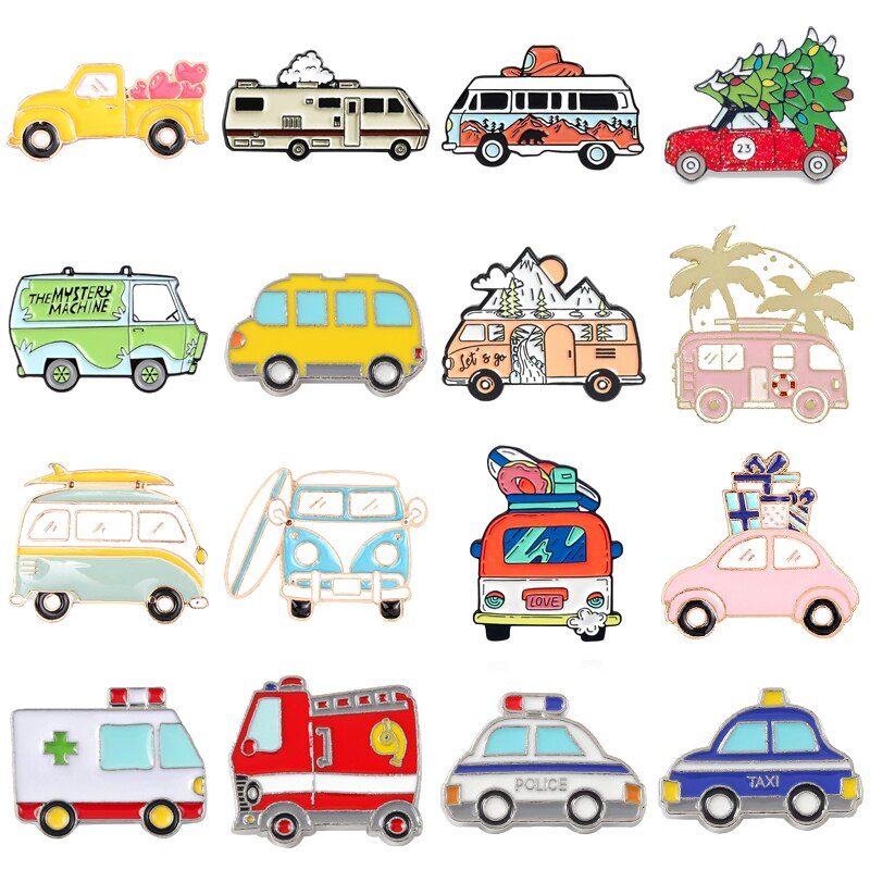 Broche de voiture en alliage pour femme, épingles en émail, voiture, Bus, voyage, , paysage, amour, , Badge, bijoux