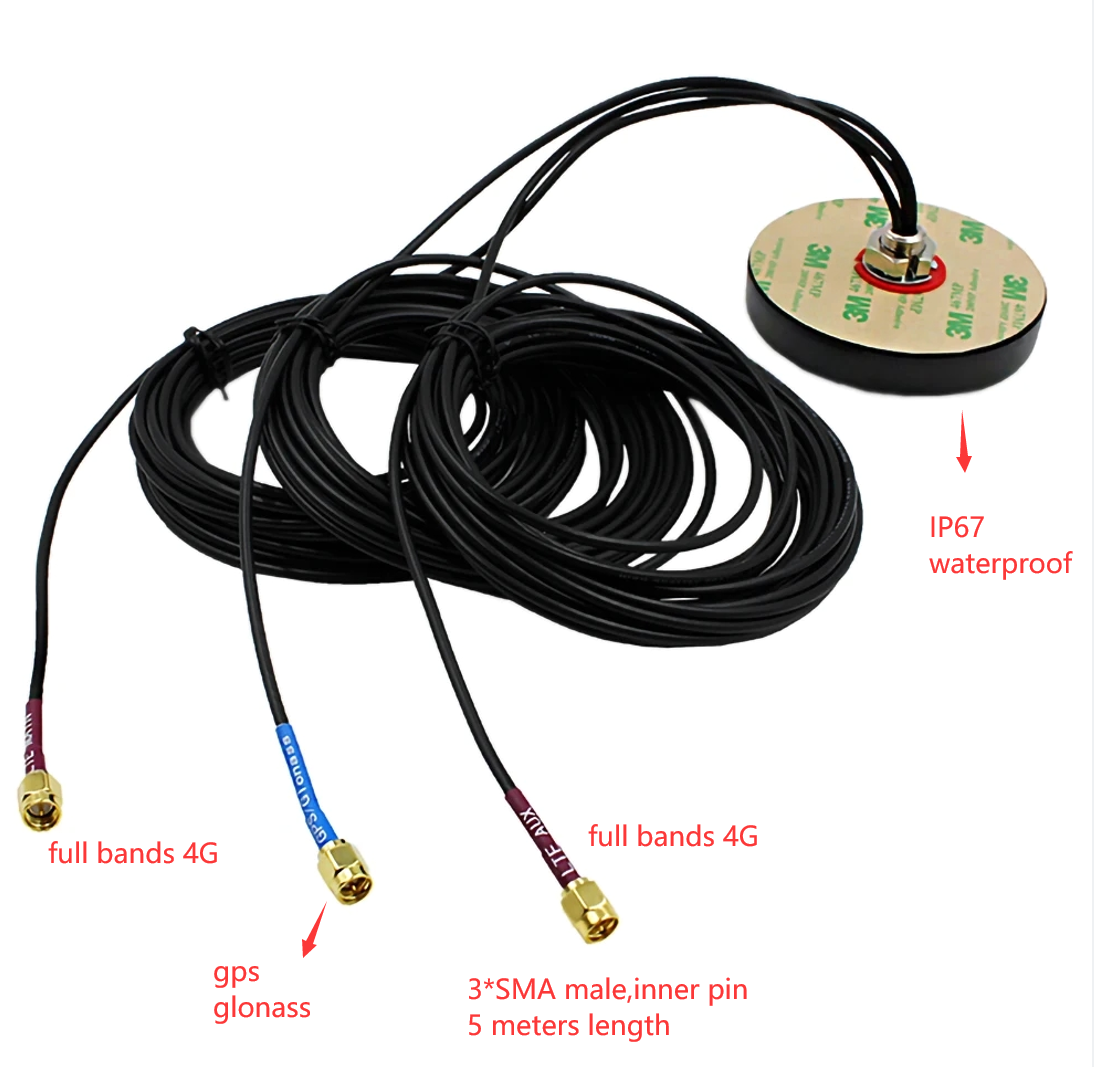Antena zewnętrzna IP67 MIMO 4G GSM glonass, antena LTE GPS Combo dwuzakresowa antena: BIAŁY