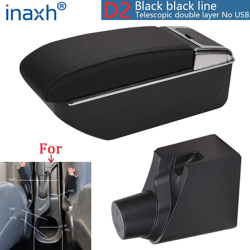 For Toyota Yaris Armrest For Toyota Yaris hybrid Car Armrest box Retrofit parts Interior Storage box USB LED: D2 Black line No USB