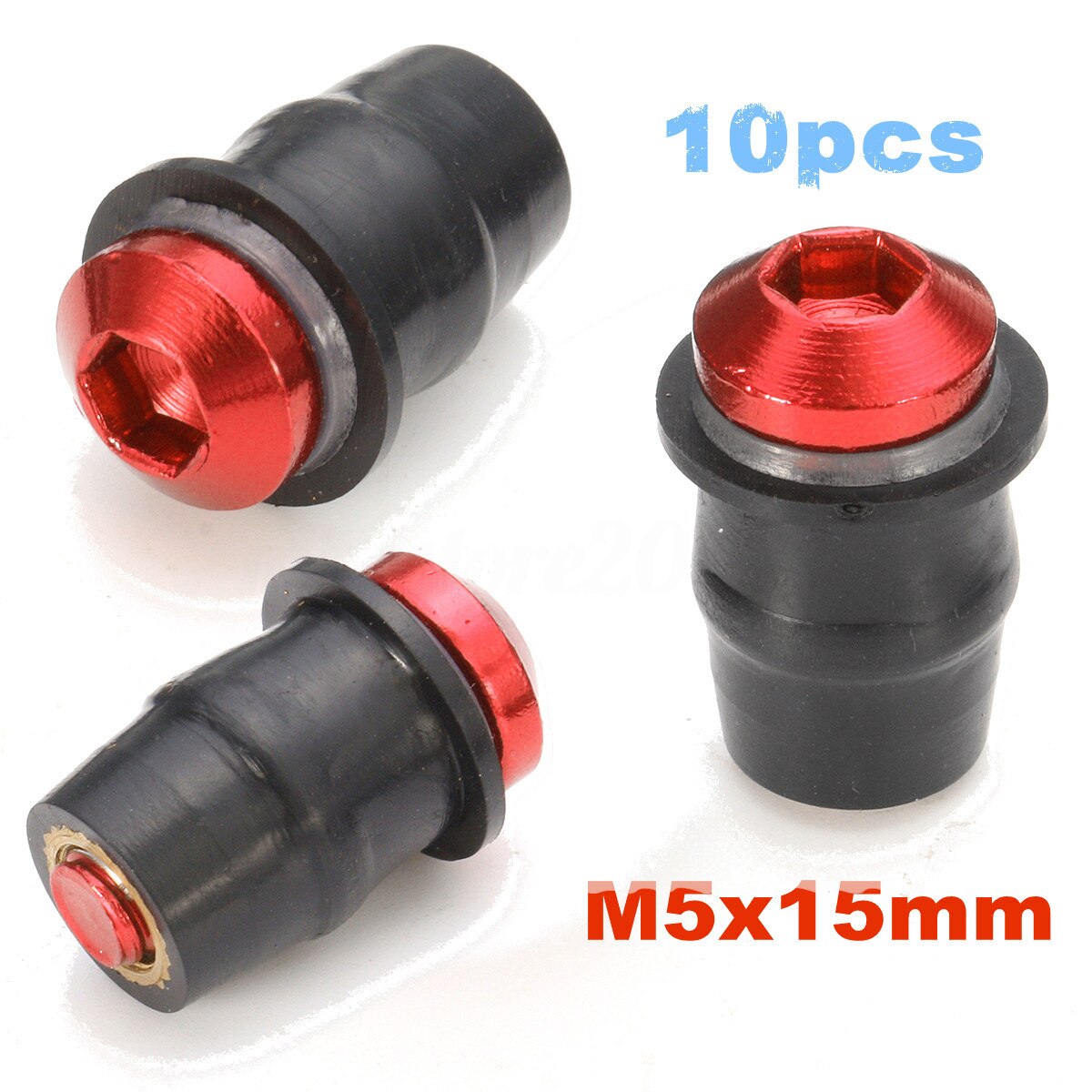 10 stuks motorfiets schroeven bouten voorruit moer rubber fiets voorruit kit set  m5 x 15mm kuip montage auto's: Oranjerood