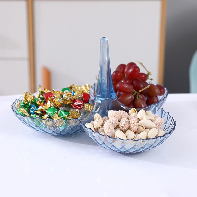 Soporte de estilo europeo para fruta, plato de dulces, frutos secos apilados, multicapa, para pastel, en casa, almacenamiento de postres, suministros para Festival: 1pc blue
