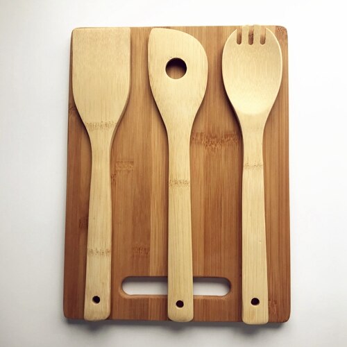 Bamboo Cutting Board with Kitchen Utensils: H