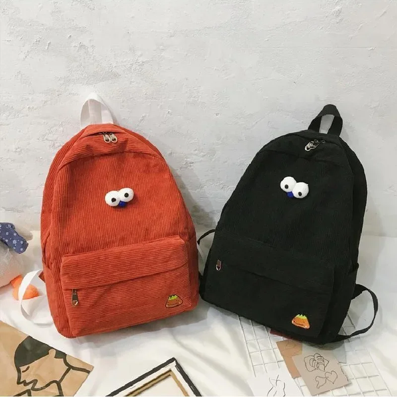 Sztruksowe plecaki o dużej pojemności Nastoletnie dziewczęta Tornister Uczeń szkoły średniej College Bookbag Klasyczne kobiety w stylu preppy