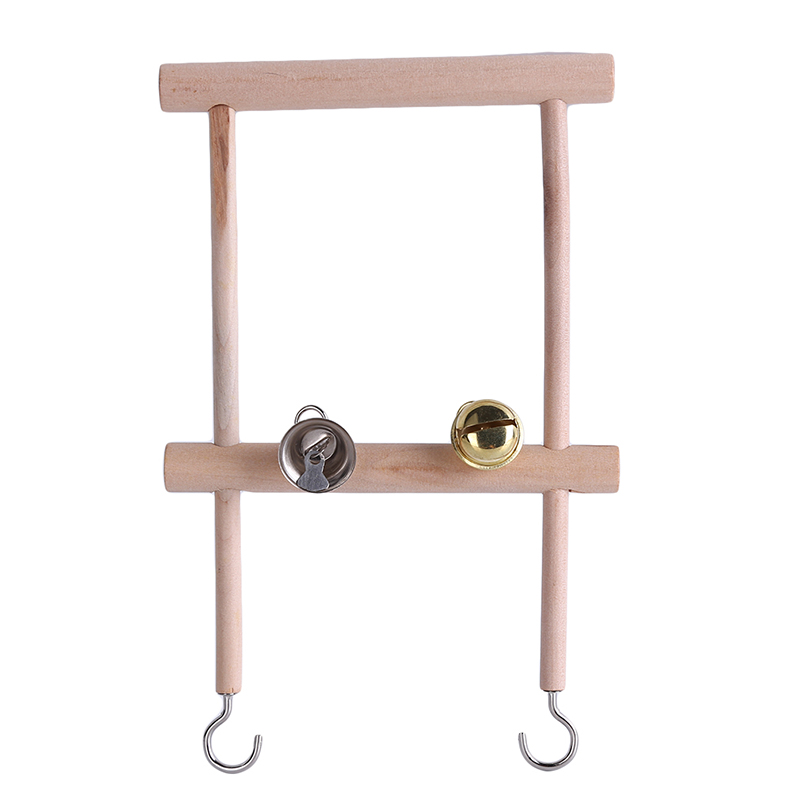 Escalador de madera con soporte para pájaros, juguete de doble rejilla para mascotas, juguetes para loros, columpio, jaula colgante para pájaros, juguetes para masticar