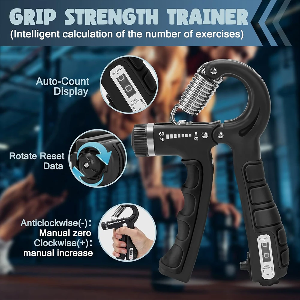 Adjustable Grip Strength Trainer Wrist Finger Exerciser Hand Grip Strengthener Muscle Building Injury Recover Expander Kit