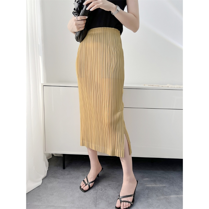 Falda plisada de media pantorrilla para mujer, informal, suelta, Color sólido, elegancia de oficina, estilo coreano, primavera y verano