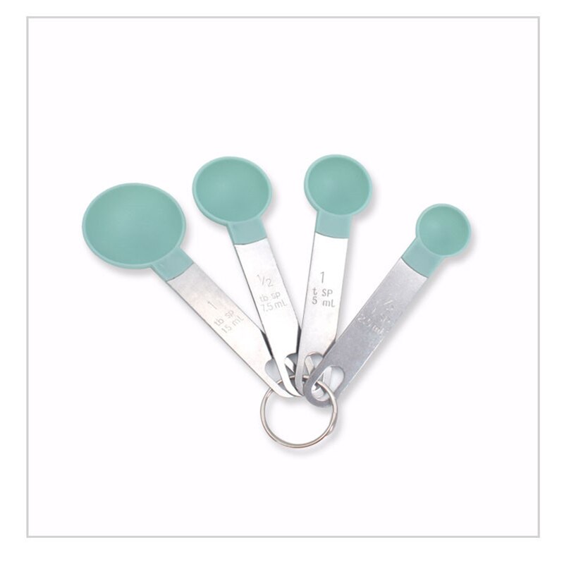 4Pcs/8Pcs Messbecher und Löffel Mehrzweck Löffel Tasse Messung Werkzeug Backen Zubehör Edelstahl Griff Küche gadget: BlueSpoon