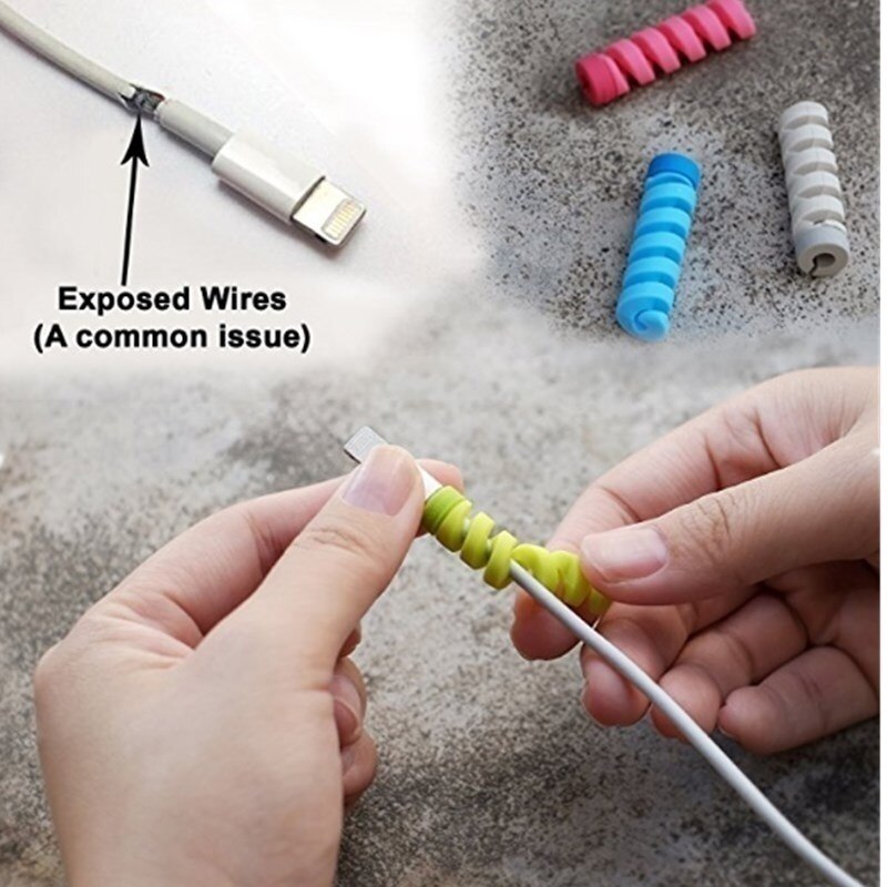 Funda protectora de Cable en espiral para cargador USB para teléfono móvil, accesorios para teléfono, 20 Uds.