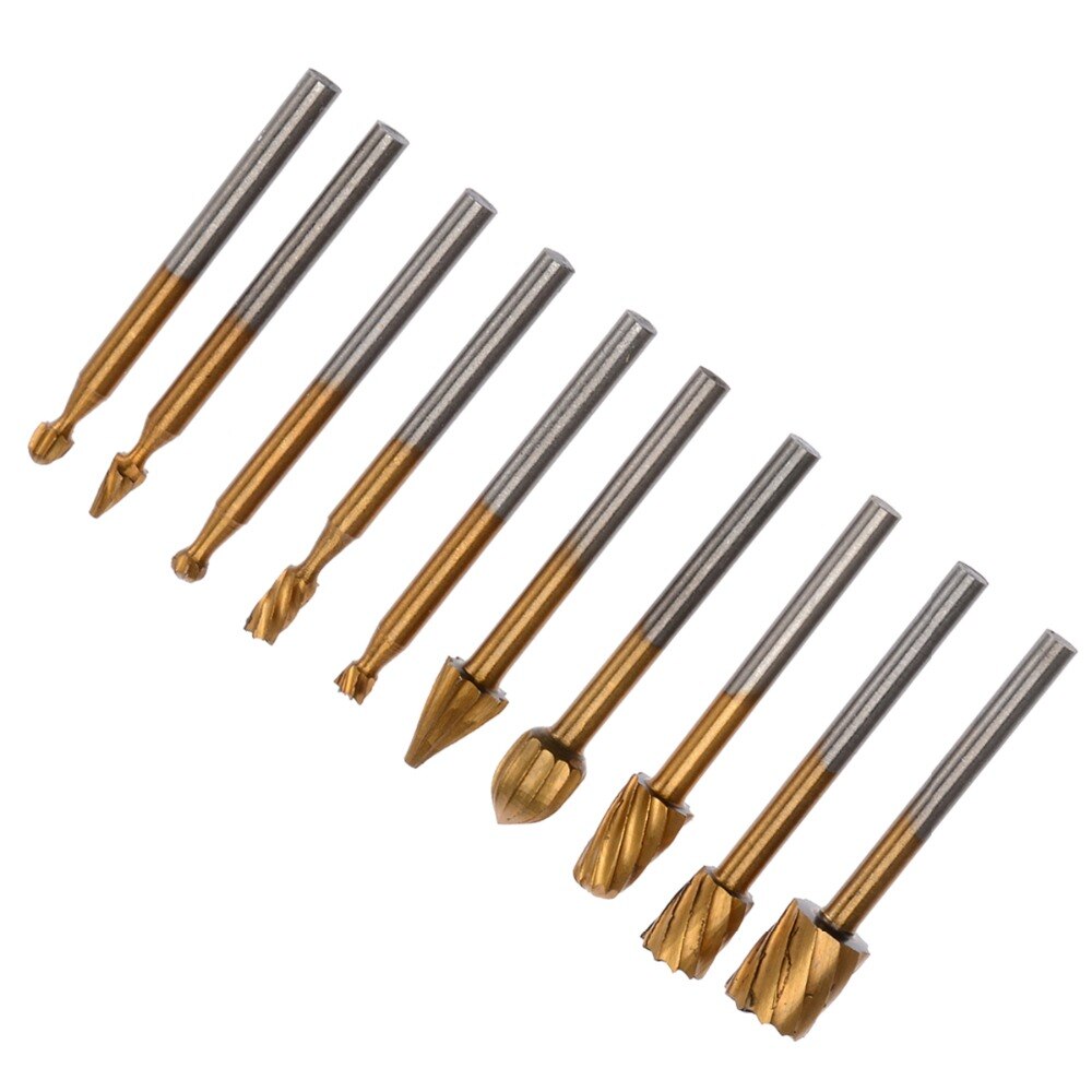 10 stuks 3mm metalen titanium frezen roterende vijlen houtbewerking graveerfrees gereedschapsmachines