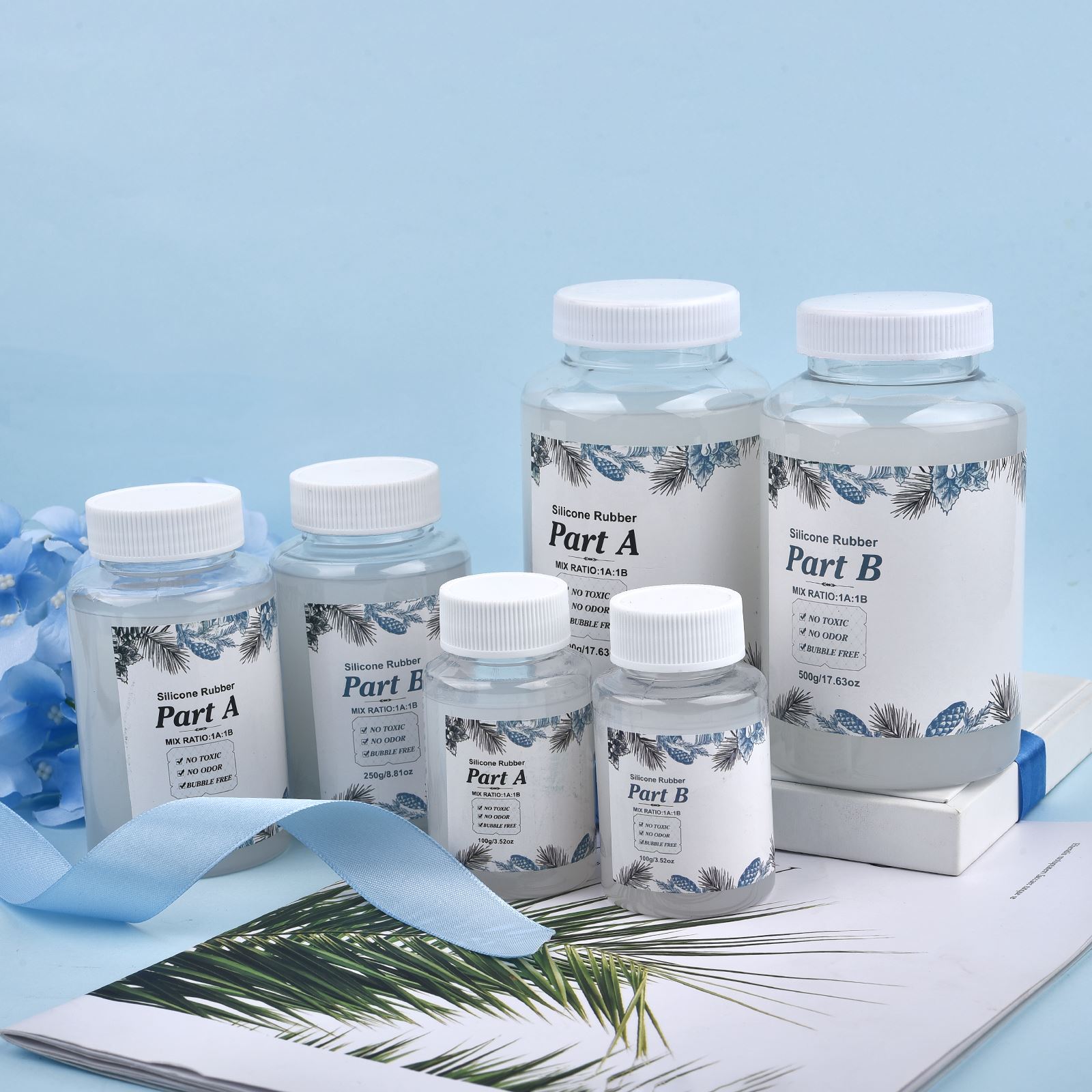 Kit de fabricación de moldes de silicona AB 1:1 para bricolaje, molde de curado rápido con pegamento, copia de goma líquida, patrón de objeto, 200/500g/1000g