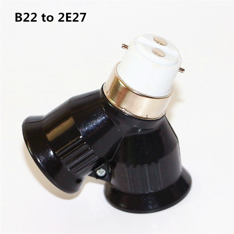 1 Stks Brandwerende ABS Materiaal B22 om 2E27 Lamphouder Converter Zwart LED Gloeilamp Base B22 2 E27 LED Licht Adapter Socket