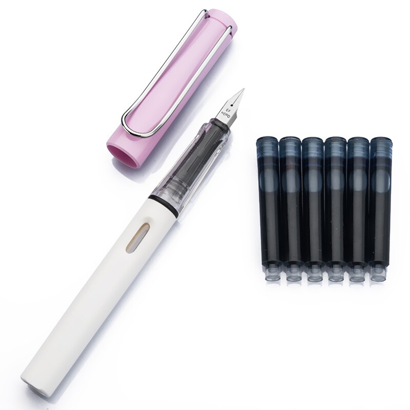 1Pc Hero 359 Klassieke Vulpen Originele Authentieke Plastic Kleur Transparant Ef Briefpapier Kantoor Schoolbenodigdheden Schrijven: Light purple white
