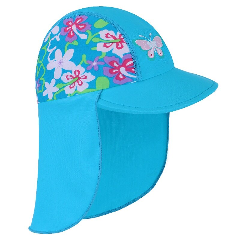 BAOHULU zomer Badmuts Kinderen Zon Bescherming baby Hoeden Waterdicht voor meisjes Kids Outdoor sport Hoeden: O004 BlueButterfly / 6-18month