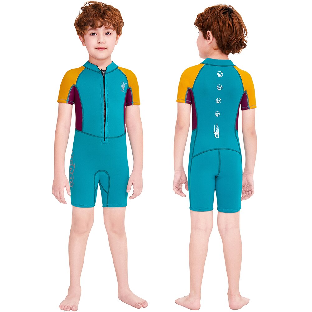 Kids 2.5Mm Kleurrijke Neopreen Korte Kwallen Zwemkleding Wetsuit Surfen Scuba Kwallen Duikpak Snorkelen Zwemmen