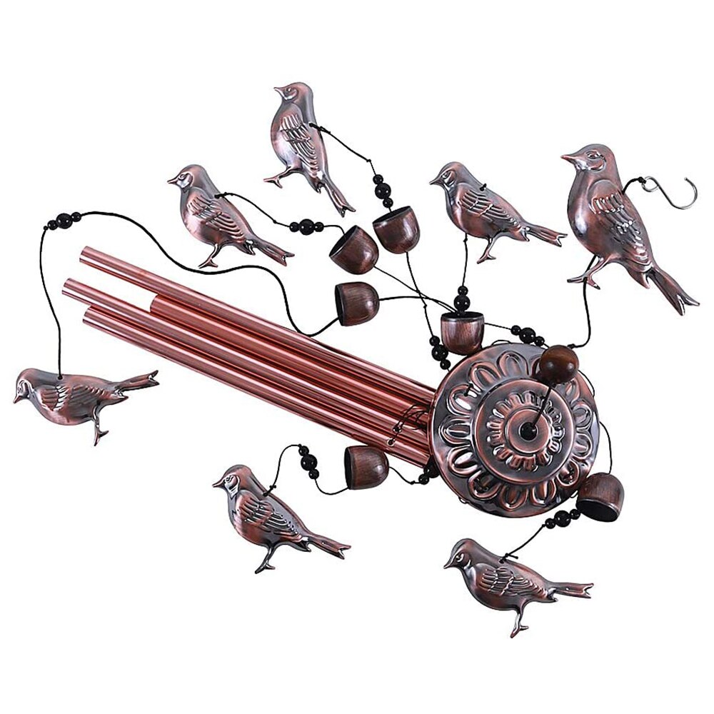 Bird Wind Chimes 4 Aluminum Tubes 6 Bells 7 Birds Windbells for Indoor Outdoor Decoration
