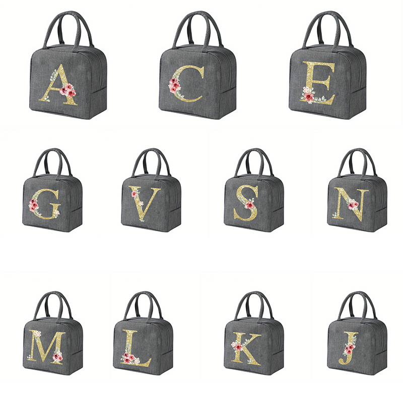 Teddybeer Letter Bento Tas, Oxford Doek Waterdicht Materiaal Geïsoleerde Lunchbox Tas, Kantoormedewerker, Studenten Lunchtas: Optie 4 / GRIJS