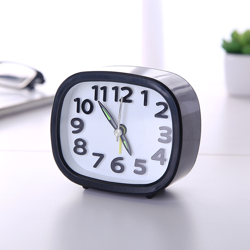 Reloj despertador moderno y sencillo para niños, reloj de mesa retro decorativo de plástico para dormitorio, Mini despertador para estudiantes, relojes de escritorio: Black