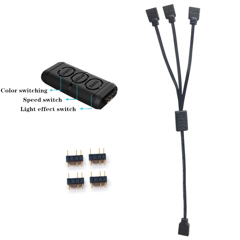 Pccooler 5V3 Pin 12V4 Pin RGB Fan licht Streifen Controller Enthält 1 Zu 3 Verlängerung Kabel CPU Kühlung Computer Fall fan Adapter