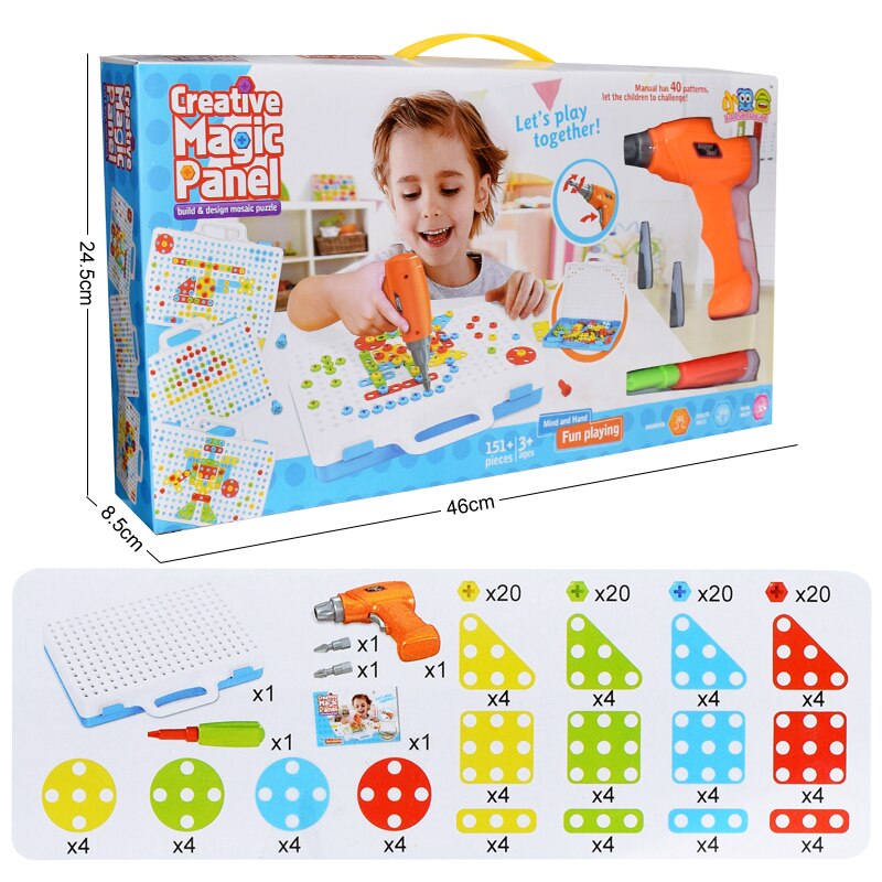 Kids Elektrische Boor Moer Gemonteerd Match Tool Diy Model Kit Building Educatief Blokken Sets Speelgoed Voor Jongens Kinderen: drill box 2