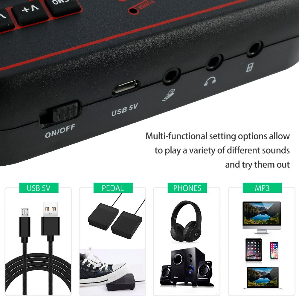 Compact Size Electronic Drum Set Portable Roll-Up Drum Digital Electronic Drum Kit Built-in Speaker for Beginners Kids