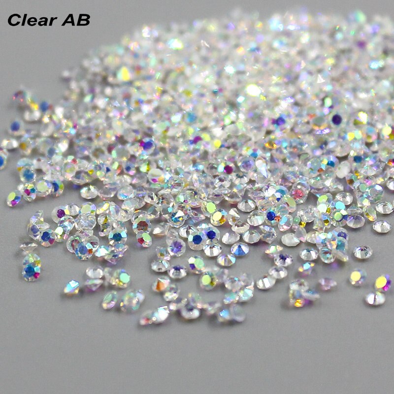 1440 unids/lote 1,3mm gemas Multicolor de Arte de uñas Micro diamantes de imitación Mini decoración de uñas ACCESORIOS DE MANICURA: clear AB