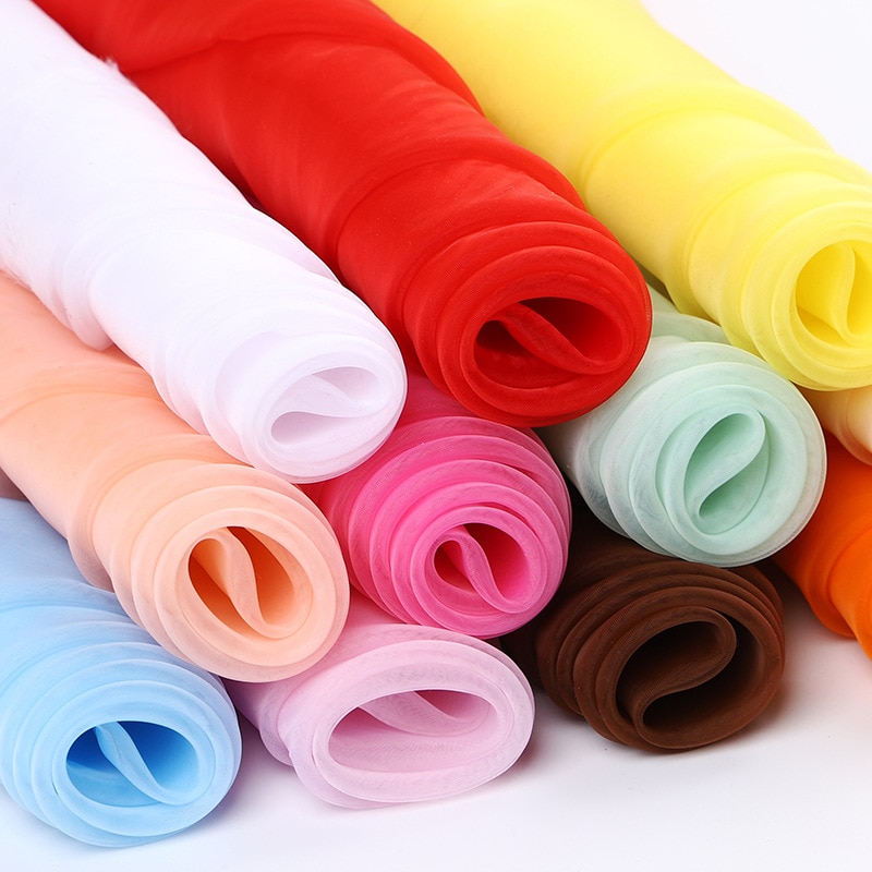 Tela de Organza de tul para costura de vestidos, faldas de tutú, boda, velos, cortinas, color negro, blanco, azul, rojo, por metro, 3M/5M/10M
