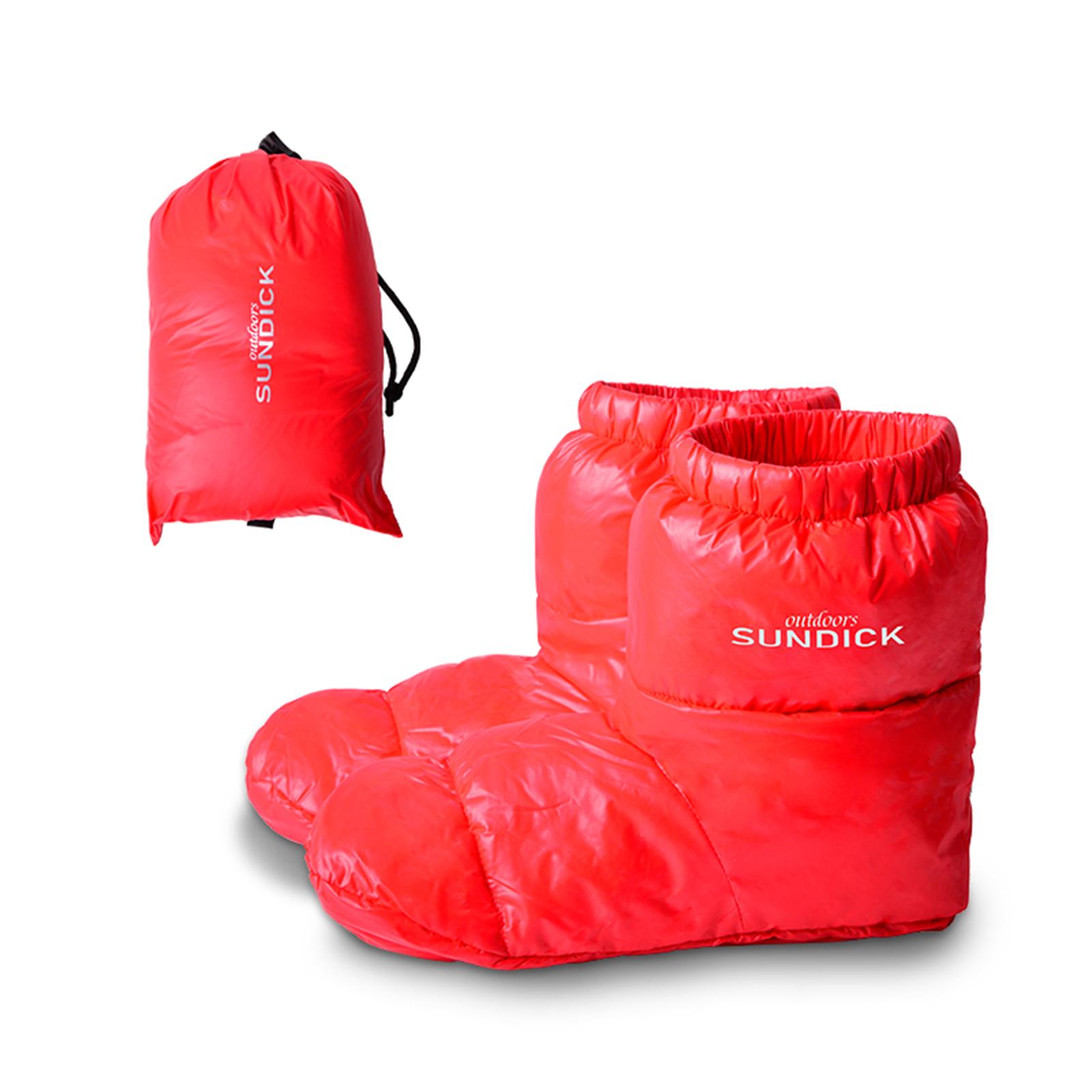 Hiver en plein air Camping pantoufles chaussettes chaudes pour sac de couchage à l'intérieur bottes chaudes hommes femmes hiver canard bas chaussons pantoufles bottes: Rouge / M(35-39)