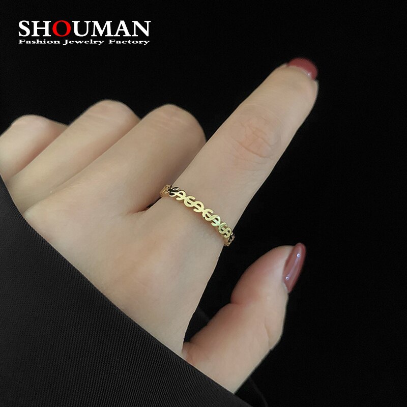 Shouman Rvs Gold Dollar Wijsvinger Gesp Joint Tail Wedding Ring Voor Vrouwen Mode-sieraden Accessoires