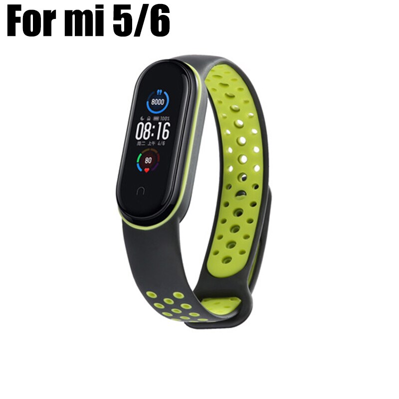 Inteligentna bransoletka dla Xiaomi Mi Band 6 5 pasek silikonowy MiBand 3 4 bransoletka pasek na rękę dla Xiaomi Mi Band 6 wymienny pasek do: Black green mi 5 6