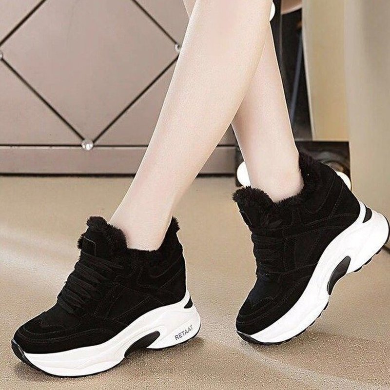 Damesschoenen winter sneakers warme bont dikke platform pluche casual schoenen comfortabele dames wedge sneakers feamle  y957