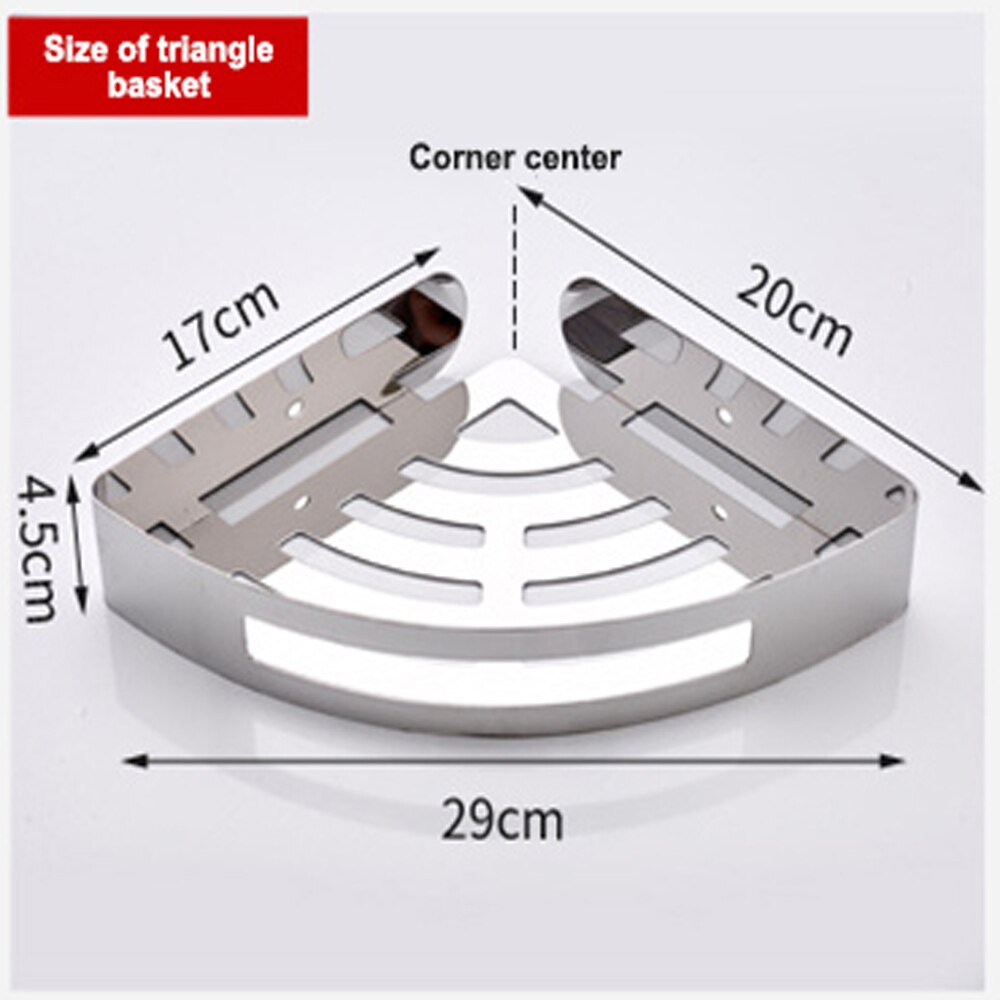 Bathroom Shower Shelf Rack Wall Mounted Shower Shelf Corner Drain Wall Mounted Stainless Steel Basket Storage Rack No Drill: B Sliver