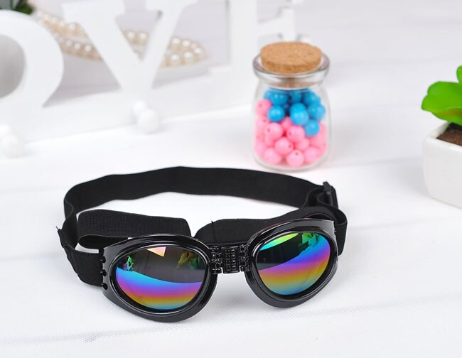 Lunettes de soleil pour chiens de la | Accessoires de chiens d'animaux frais, lunettes ajustables pour bouledogues français, lunettes étanches pour chiens moyens et grands 20S2: Black